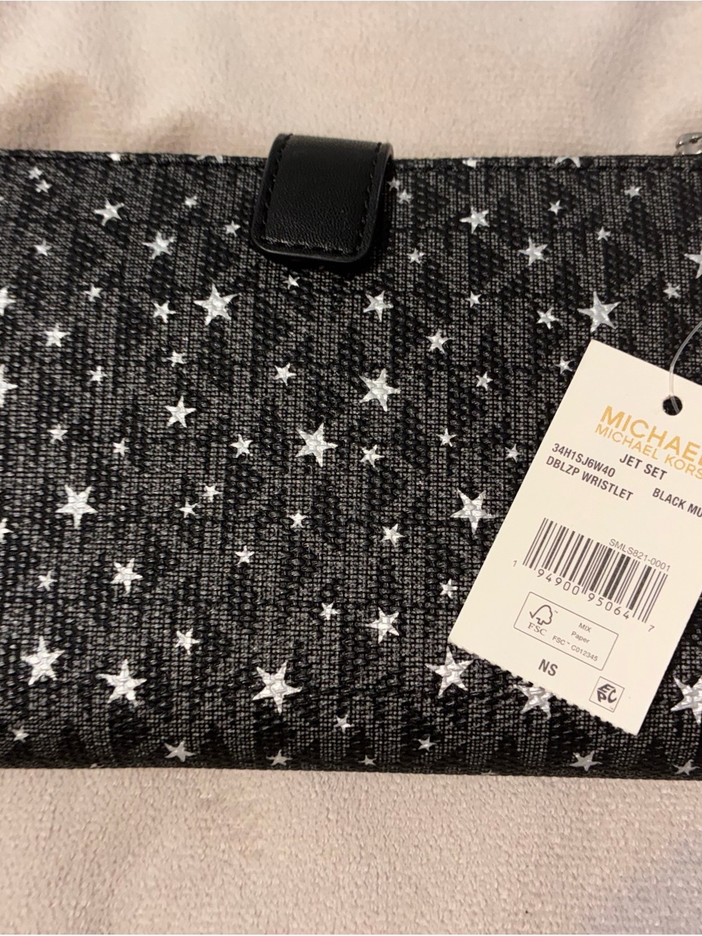 Michael Kors Black Star-Print Wristlet Clutch - Picture 2 of 4